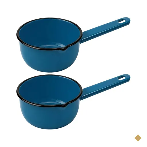Kit 2 Papeiros N12 Esmaltado com Cabo Panelinhas 550ml Azul Ágata Metallouça