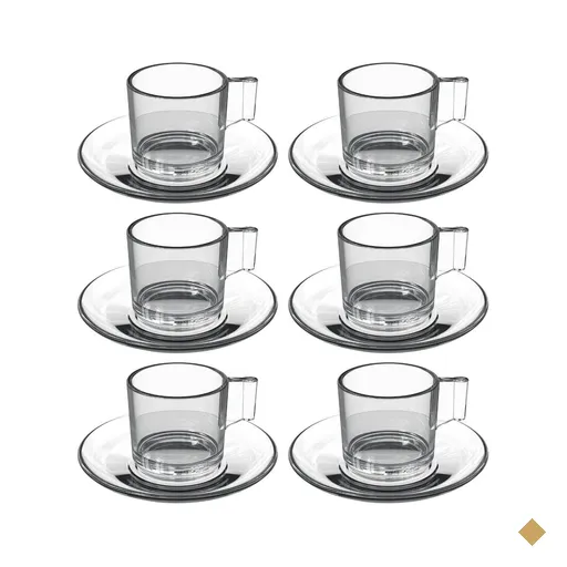 Jogo 6 Xícaras com Pires para Chá Café 185ml Vidro Transparente Dia Dia L…