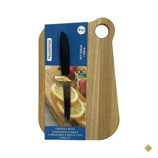 Kit Tábua 28cm com Faca para Legumes Plenus 2 Peças