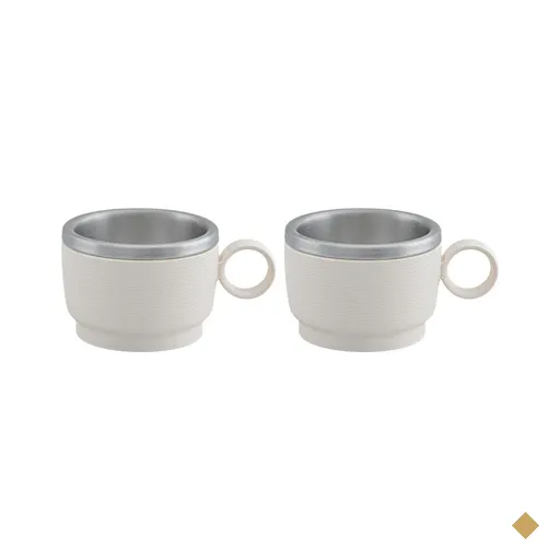 Kit 2 Xícaras para Café Tramontina em Aço Inox Branco 80 ml