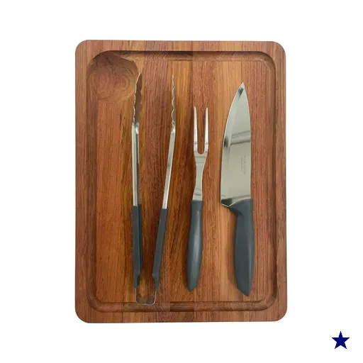 Kit Estação de Corte de 40x30 cm em Madeira Jatobá 4 Peças Tramontina