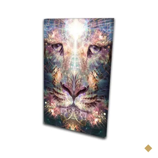 Quadro Sala Decorativo Leão De Luz Iluminado