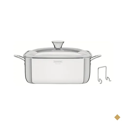 Caçarola Tramontina Grano Quadrada Aço Inox Suporte para Tampa 4 L
