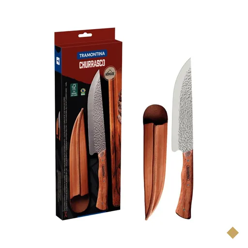 Faca para Carne Tramontina Nômade Aço Inox Cabo Madeira com Bainha de Couro 8"