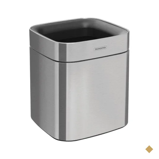 Lixeira Sem Tampa Tramontina Square 8 Litros Aço Inox Acetinado