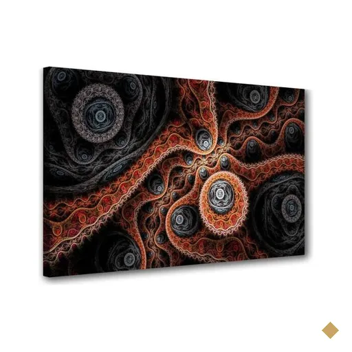 Quadro Decoração Mandala Fractal Ouro