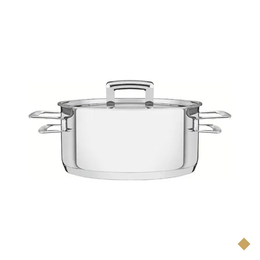 Caçarola Tramontina Brava Rasa Aço Inox com Tampa Plana 16 cm 1,4 L