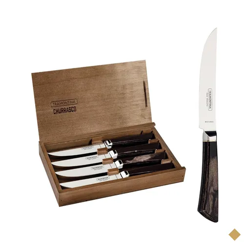 Conjunto de Facas Tramontina Pampas Aço Inox e Madeira 4 Peças