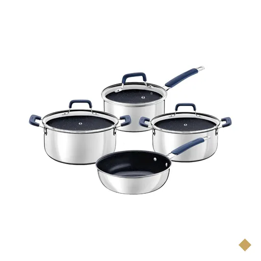 Jogo de Panelas Tramontina Romagna Aço Inox Cerâmico Black Stone 4 peças