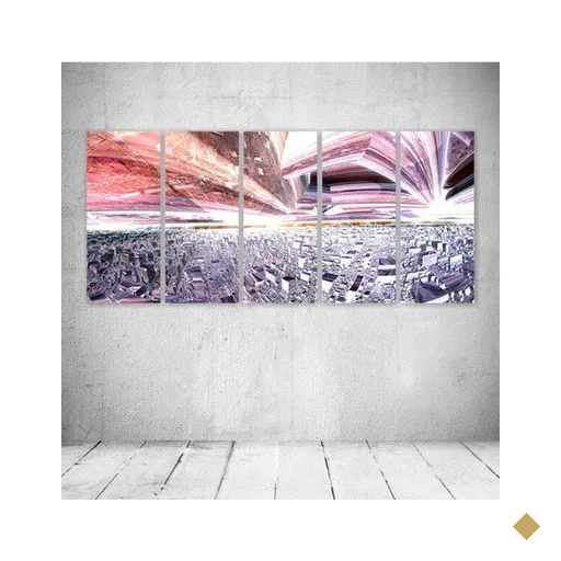 Quadro Decorativo - Rose Pipes And Cubes - Composto de 5 Quadros