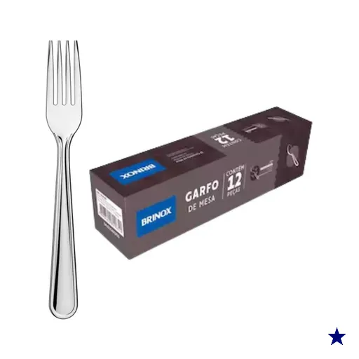 Garfo de Mesa 12 Peças Modena Aço Inox Brinox Talheres Mesa Posta Buffet