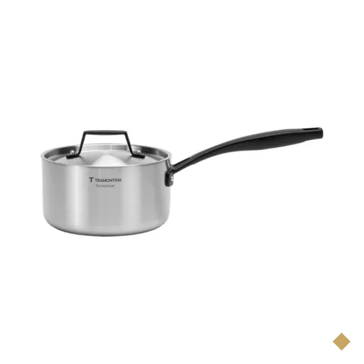 Panela Tramontina Grano Black Aço Inox 16 cm 1,7L Fundo Triplo Indução