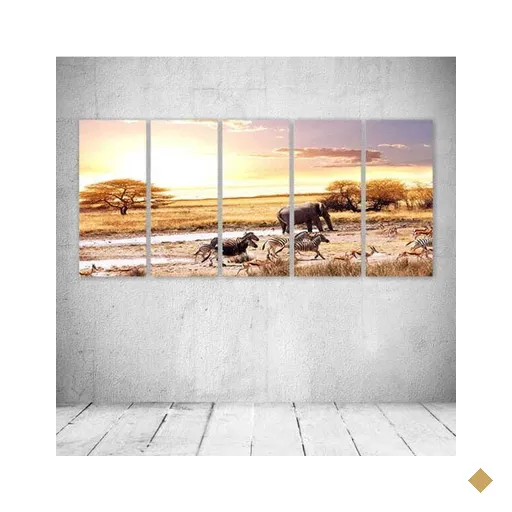 Quadro Decorativo - Africa - Composto de 5 Quadros