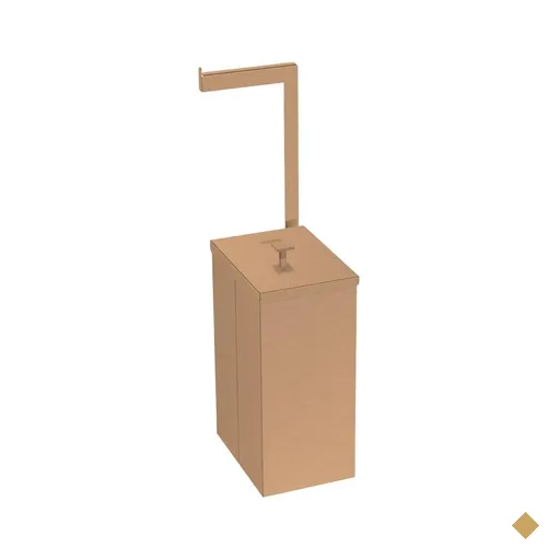 Lixeira Tramontina Luz Slim Inox Rose Gold com Porta Rolo 5,5 Litros Outlet