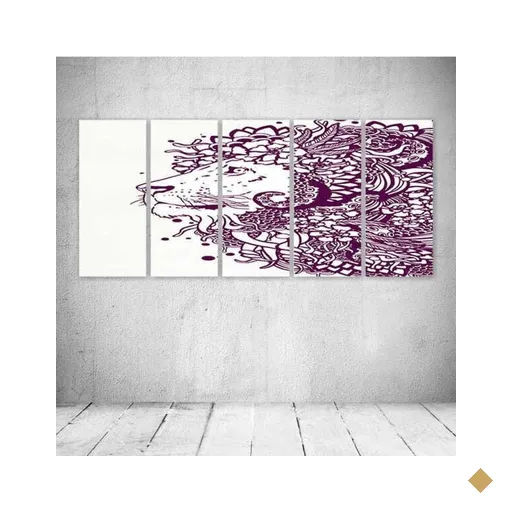Quadro Decorativo - Art Lion - Composto de 5 Quadros