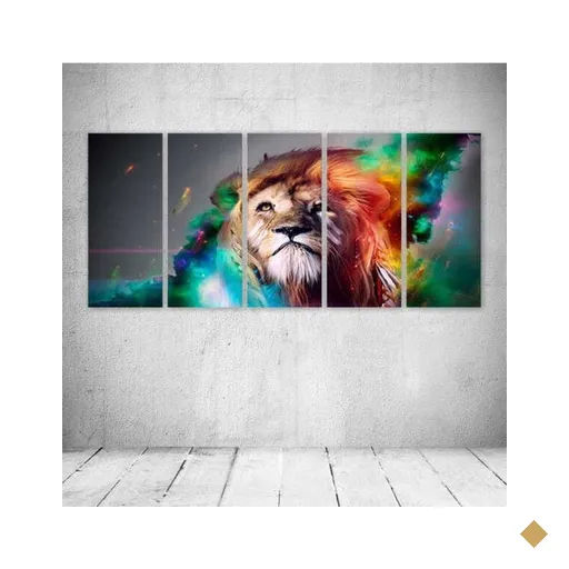 Quadro Decorativo - Art Lion Face - Composto de 5 Quadros