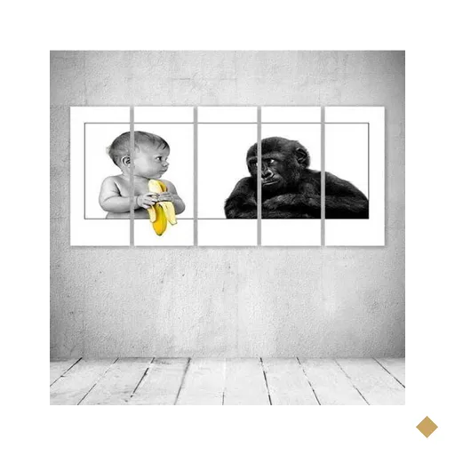 Quadro Decorativo - Baby Funny Monkey - Composto de 5 Quadros
