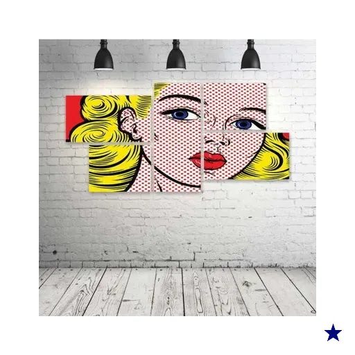 Quadro Decorativo - Pop-Art-Girl - Composto de 5 Quadros