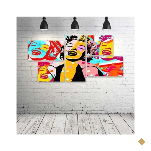 Quadro Decorativo - Pop-Art-Marilyn-Monroe - Composto de 5 Quadros