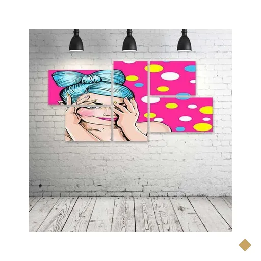 Quadro Decorativo - Pop-girl-pink - Composto de 5 Quadros