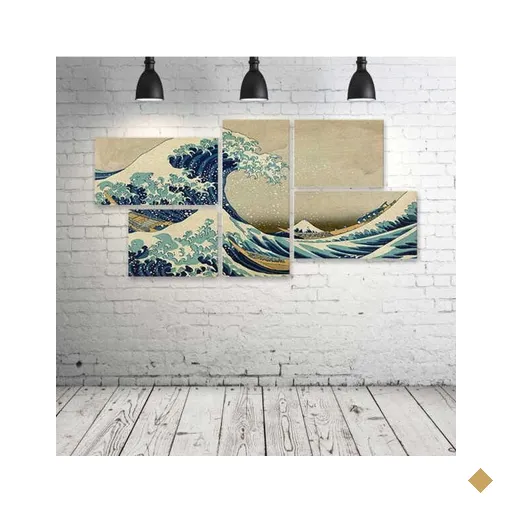 Quadro Decorativo - The-Great-Wave - Composto de 5 Quadros