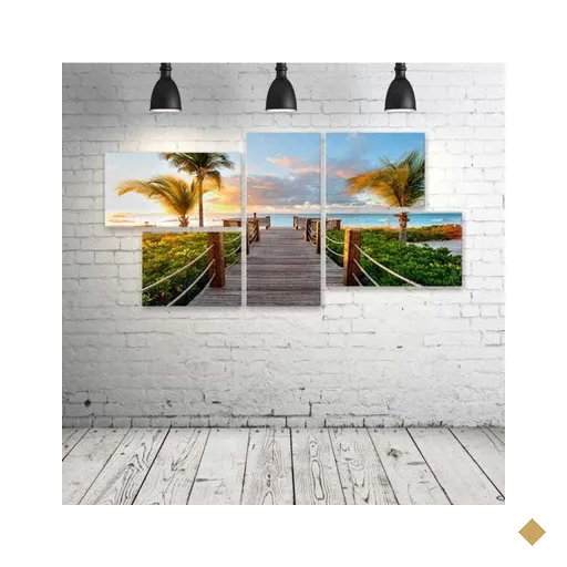 Quadro Decorativo - Turks-And-Caicos-Islands - Composto de 5 Quadros