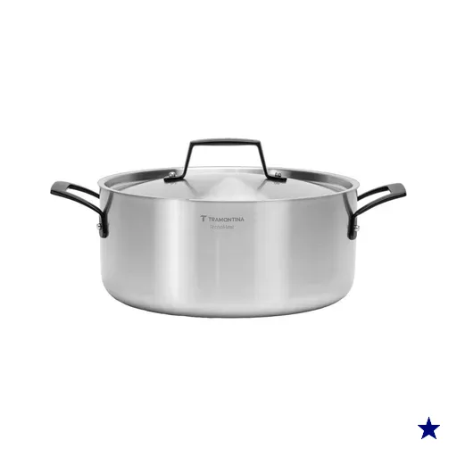 Caçarola Rasa Tramontina Grano Black Aço Inox 24cm 4,7L