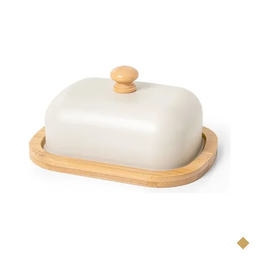 Manteigueira  Aco Carbono bambu madeira Enjoy Areia 18,5 cm