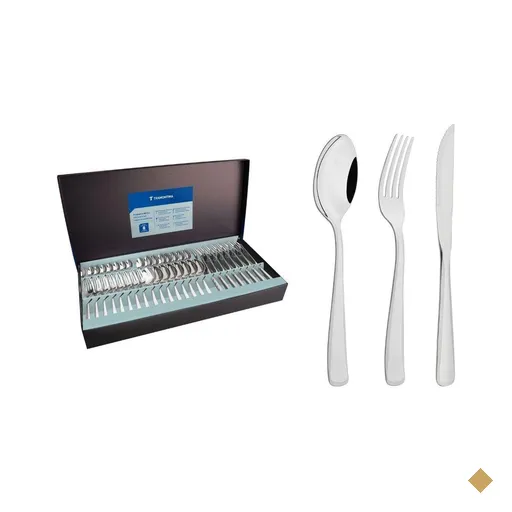 Faqueiro Tramontina Pacific Aço Inox com Detalhes no Cabo 48 Peças