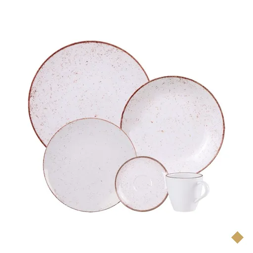 Aparelho de Jantar Tramontina Rústico Marrom Porcelana 20 Peças