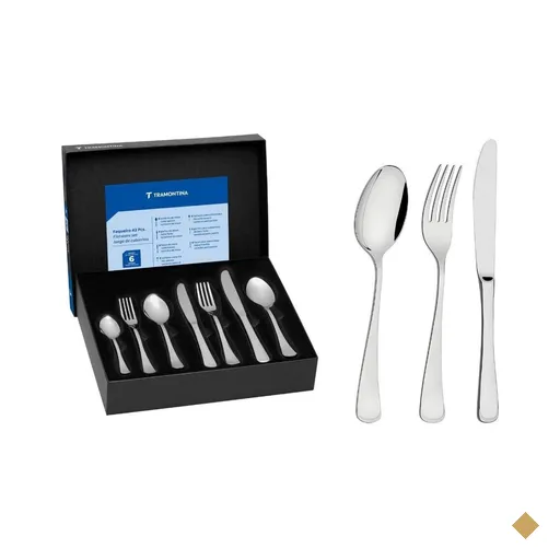 Faqueiro Tramontina Mônaco Aço Inox com Facas de Mesa Forjadas 42 Peças