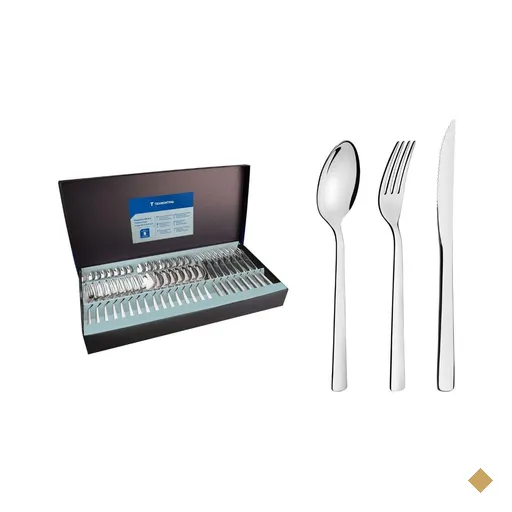 Faqueiro Tramontina Oslo Aço Inox com Facas para Churrasco 48 Peças