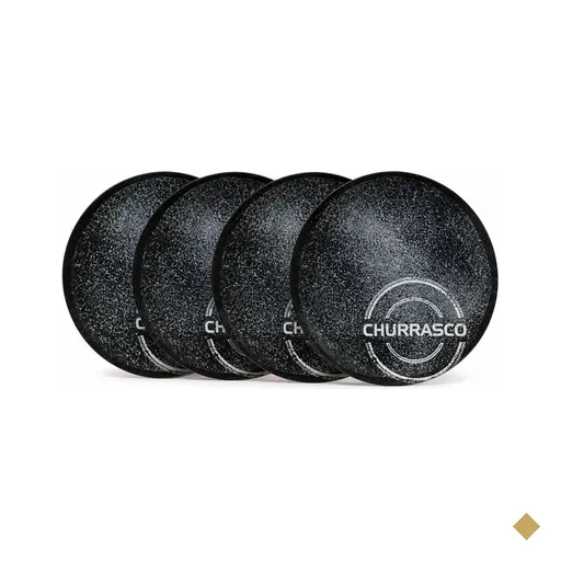 Kit Prato Raso Tramontina Churrasco Carbon em Porcelana 25 cm 4 Peças