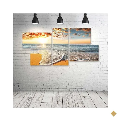 Quadro Decorativo - Wave-Coming-To-Shore-Beach-N - Composto de 5 Quadros