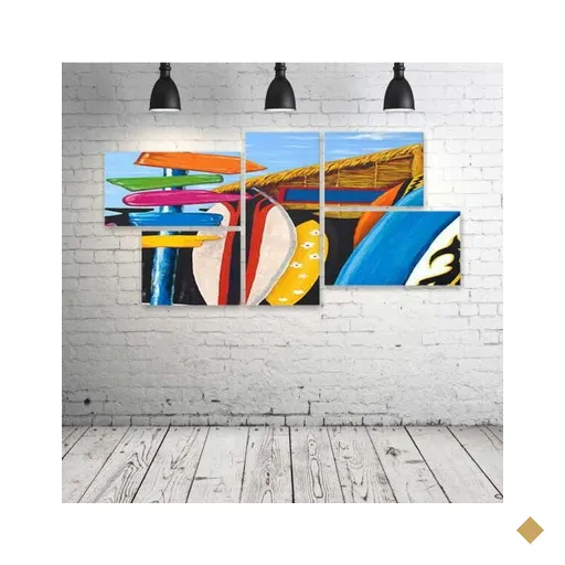 Quadro Decorativo - Surf-House - Composto de 5 Quadros