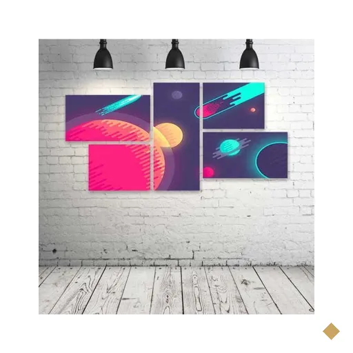 Quadro Decorativo - Abstract-Space - Composto de 5 Quadros