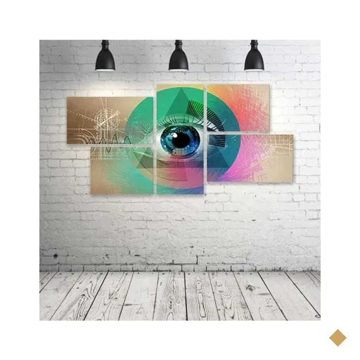 Quadro Decorativo - All-Seeing-Eye - Composto de 5 Quadros