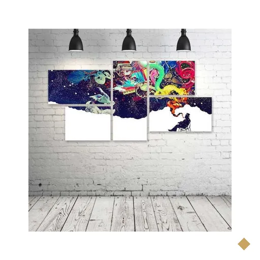 Quadro Decorativo - Brain-Anatomy-Psychedelic-Dream-Fantasy - Composto de 5…