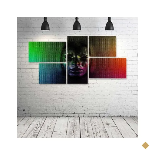 Quadro Decorativo - Cg-Digital-Art-Psychedelic-Face-Skull - Composto de 5…