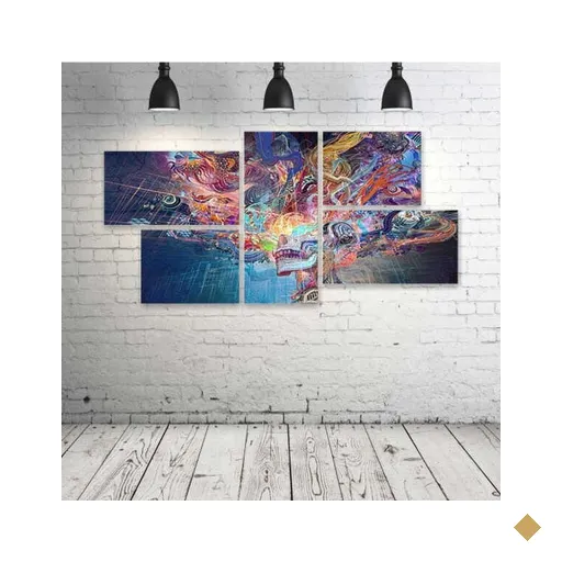 Quadro Decorativo - Forward-Escape-By-Android-Jones - Composto de 5 Quadros
