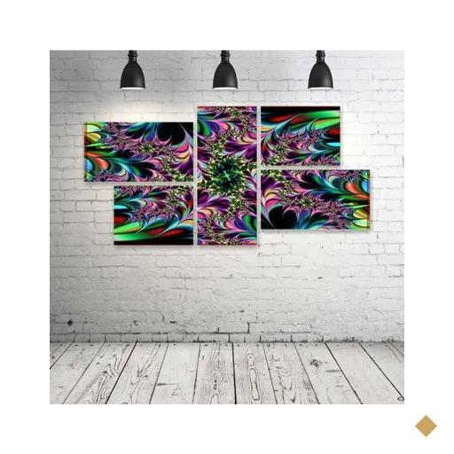Quadro Decorativo - Fractal-Abstract-Abstraction-Art - Composto de 5 Quadros