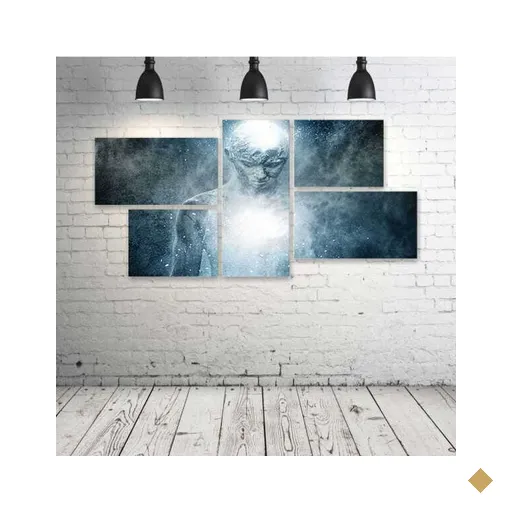 Quadro Decorativo - Ghost-Boy-Man-Psychedelic-Dark - Composto de 5 Quadros