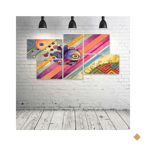 Quadro Decorativo - Psicodelic-Art - Composto de 5 Quadros