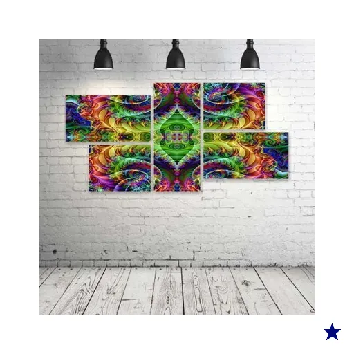 Quadro Decorativo - Psychedelic-Bokeh - Composto de 5 Quadros