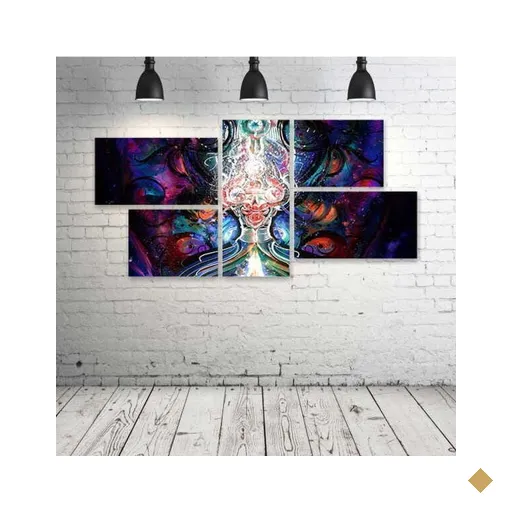 Quadro Decorativo - Psychedelic-Digital-Art - Composto de 5 Quadros