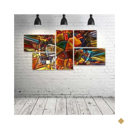 Quadro Decorativo - Psychedelic-Stained-Glass - Composto de 5 Quadros