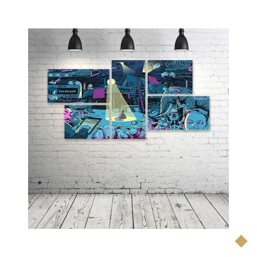 Quadro Decorativo - The-Web-We-Have-To-Save - Composto de 5 Quadros