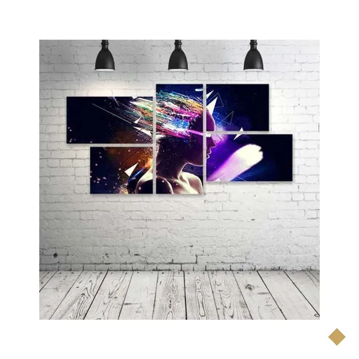 Quadro Decorativo - Women-Psychedelic-Digital-Art - Composto de 5 Quadros