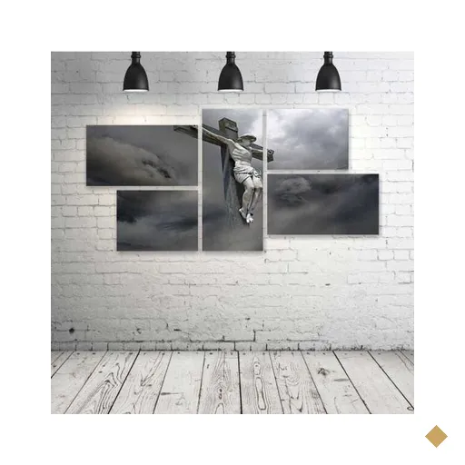 Quadro Decorativo - Jesus-Christ-Cross - Composto de 5 Quadros