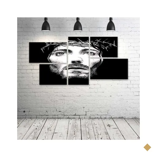 Quadro Decorativo - Jesus-Christ-Face - Composto de 5 Quadros